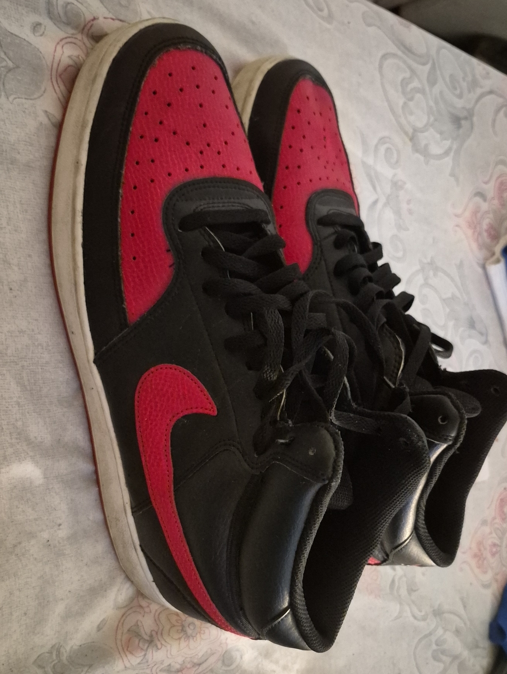 Nikw Black and Red NightCourt High-Top Sneakers